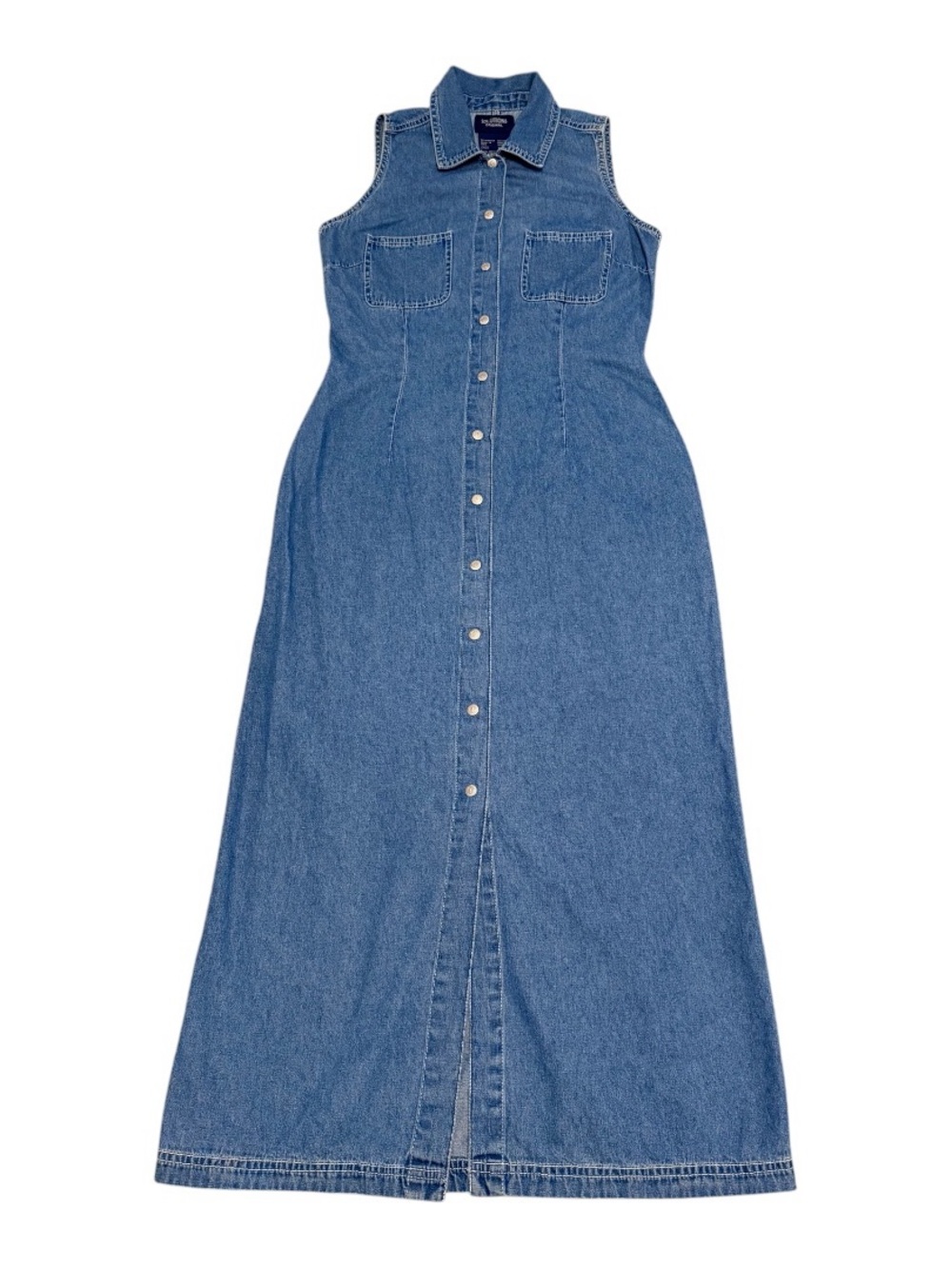 Vintage 90s Solutions Original 100% Cotton Denim Maxi Dress Sz S